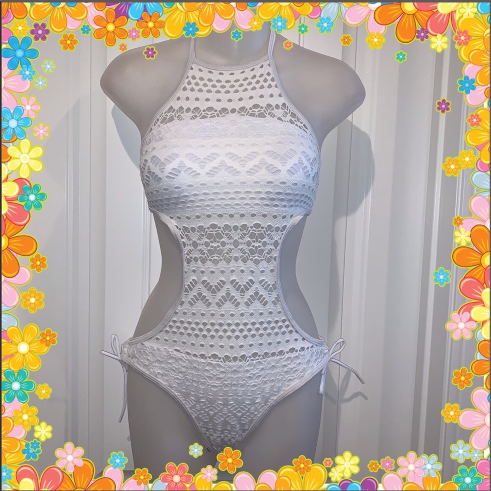White crochet swimsuit NWOT